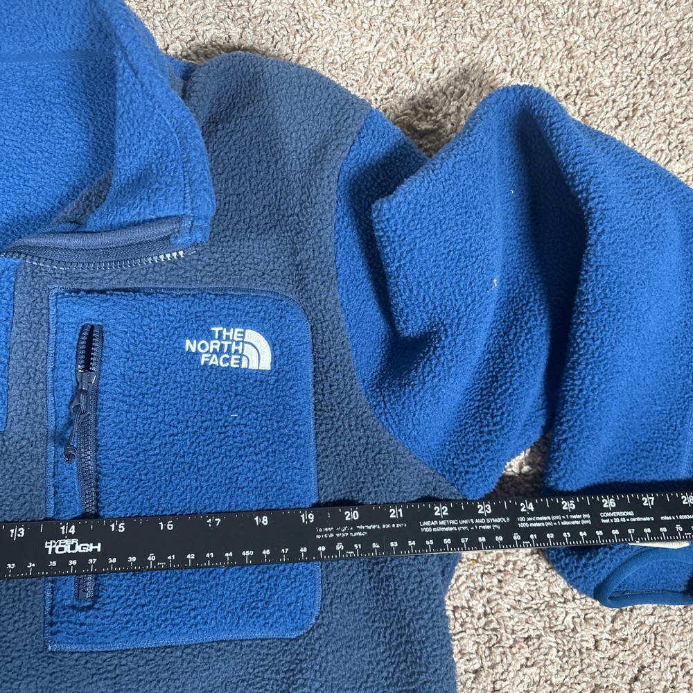 The North Face Mens Blue Colorblock 1/4 Zip Fleece Pullover Jacket Medium 9839 - Picture 4 of 8